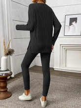 2pcs/Set Women Solid Color V-Neck Long Sleeve Top And Pants Set